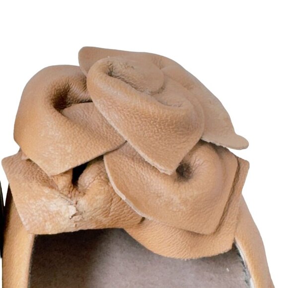 RAS Euforia Womens Tan Vintage Leather Ballet Flats Leather Rosette Size 39 US 9 - Picture 10 of 13